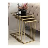 AssuCasa Brad 3'lü Metal Zigon C Sehpa Gold-Bronz