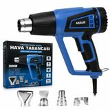 ASSUR 2000W Profesyonel Sıcak Hava Tabancası, 4 Nozul Başlıklı | 2 Isı Kademesi: 350°C/600°C, 300-500 L/dk Hava Debisi, Ergonomik Tutuş, IP20 Koruma Sınıfı, Boya ve Etiket Sökme