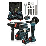 Assur 21V 2.0Ah 3 Lü Set Şarjlı Matkap Hilti 2-26Mm 450Nm Torklu Vidalama Somun Sıkma Şarjlı Taşlama 125Mm