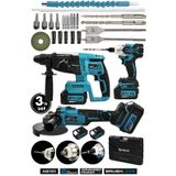 Assur 21V Çift Akü Kırıcı Delici Hilti 2-26Mm + Somun Sıkma Sökme + Taşlama 3'Lü Set