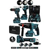Assur 21V Darbeli Kömürsüz Kırıcı Delici Hilti & Taşlama & Matkap & Somun Sıkma Sökme 4'lü Set