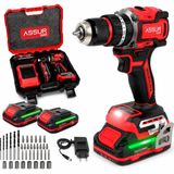 ASSUR 21V Kömürsüz Darbeli Şarjlı Matkap Seti, Çift 1500mAh Akülü, 50Nm Tork, Metal Şanzıman, 2 Vites, 10mm Anahtarsız Mandren, LED Aydınlatmalı, Taşıma Çantalı PRO120