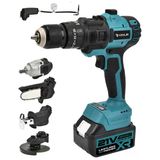 ASSUR 21V Şarjlı 6 Başlıklı Set, Kömürsüz Motor, Vidalama Testere Tilki Kuyruğu Taşlama Somun Sökme Hava Pompası, 2.0Ah Çift Akü, Metal Şanzıman, Mavi ASR1016