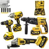 Assur Asr1192 Profesyonel Akülü Kömürsüz 4 Lü Matkap Seti 21V 3Ah - 800Nm Somun Sökme, 26Mm Kırıcı Delici, 13Mm Darbeli Vidalama, 125Mm Avuç Taşlama (Sarı)