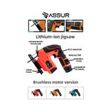 Assur ASR819-02-08 12V Çift Akü Dekupaj Testere Kırmızı