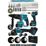Assur Profesyonel 21V Çift Akü Kırıcı Delici Hilti 2-26Mm + Somun Sıkma Sökme + Taşlama 3'Lü Set