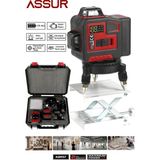Assur Profesyonel 360° 12 Köşe Otomatik Hizalamalı Yeşil Çizgili Su Terazili Lazer Metre Hizalama - Kırmızı