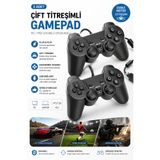 Astakos 2 Adet 1.5 Mt USB Kablolu Joystick Gamepad Oyun Kolu PC TV PS3 Bilgisayar Laptop Uyumlu Çift Titreşimli