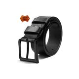Astakos Erkek Kot & Kanvas Siyah Kalın Italyan Kesim Hakiki Deri Pantolon Kemeri 4.5cm En