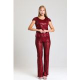 Astarlı Gizli Fermuarlı Zara Payet Pantolon | Pnt32488 Bordo