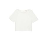 Astarlı Kısa Kollu Bisiklet Yaka Tül Crop Bluz