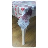 Astarlı yazılı bordo puntiyeli kalpli pvc muşamba masa örtüsü kaymaz Gri 100 x 140