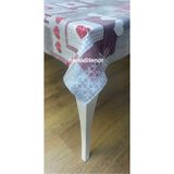 Astarlı yazılı bordo puntiyeli kalpli pvc muşamba masa örtüsü kaymaz Gri 140 x 200