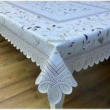 Astarlı zincir volanlı oval dalgalı kenarlı pvc pano muşamba masa örtüsü kaymaz silinebilir Kahverengi 120 x 150