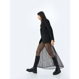 Astarsız Transparan Floral Desenli Uzun Dantel Etek