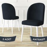 Aste Serisi 2 Adet Mutfak Sandalyesi Metal Beyaz Iskeletli 1. Sınıf Babyface Kumaş - Antrasit - Baby Face