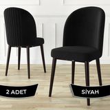 Aste Serisi 2 Adet Mutfak Sandalyesi Metal Kahve Iskeletli 1. Sınıf Babyface Kumaş - Siyah - Baby Face