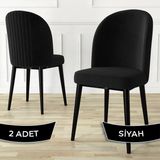 Aste Serisi 2 Adet Mutfak Sandalyesi Metal Siyah Iskeletli 1. Sınıf Babyface Kumaş - Baby Face