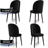 Aste Serisi 4 Adet Mutfak Sandalyesi Metal Kahve Iskeletli 1. Sınıf Babyface Kumaş - Baby Face - Ahşap