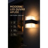 ASTEC Elektrikli Elit 12W Kare LED Duvar Aplik Suya Toza Dayanıklı 3200K Gün Işığı İç Dış Mekan Balkon Bahçe