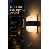 Astec Elit 12W Kavisli Elektrikli Led Duvar Aplik 3200K Gün Işığı İç Dış Mekan Balkon Bahçe Su Toz Geçirmez Gün Işığı