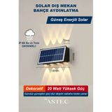 ASTEC Gün Işığı 20 Watt Solar Bahçe LED Aydınlatma Güneş Enerjili Otomatik Yanar 8 LED Bahçe Aplik