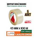 Astel 5 Adet Şeffaf Koli Bandı 45x100 Metre Güçlü Yapışkanlı