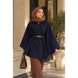 ASTEMİA Kadın Kemerli Kaşe Tesettür Panço SB0054