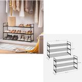 Astera 3 Katlı Ayakkabı Rafı, Ayakkabı Düzenleyici, 2'li Set - Siyah