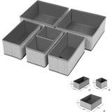 Astera Çekmece Düzenleyici, 6'lı Set, Iç Giyim, Çorap, Kravat, Keten Görünümlü, Gri Kumaş