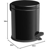 Astera Pedallı Çöp Kovası Siyah 5 Litre 20 x 20 x 28 cm