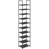 Astera Siyah, 10 Seviyeli, Ayakkabılık, 33X33X173 Cm, Metal Çerçeve, Kumaş - 001-Renkli