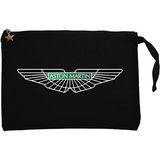 Aston Martin Logo 2 Siyah Clutch Astarlı Cüzdan / El Çantası - 25x18cm