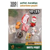 ASTOR AMBALAJ 10X25 100Ad Kurabiye Şeker Parti Baby Shower Doğum günü Hediyelik Kendinden Yapışkanlı Jelatin Poşet