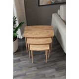 Astor Çam Zigon Sehpa Dikdörtgen 3'lü Set İç İçe Geçebilen Ahşap Ayaklı Çam Desen Yüzey 60Gx37Dx52Y