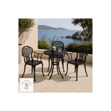 ASTORAL Likya Alüminyum Döküm Demonte Bahçe Takımı Balkon Masa Sandalye(3 sandalye+60 cm masa)