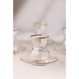Astoria Gold Premium Çay Seti Koleksiyonu - Altın Yaldızlı Kristal Cam - 12 Parça 140CC Bardak - Renkli
