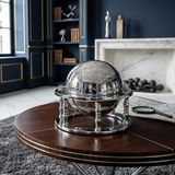 Astoria Krom Döküm Metal Bilgelik Çemberi 24 cm Dekoratif Dünya Küresi Ofis Objesi Hediyelik Lüks