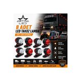 Astra Led Mini Takoz Köşe Aydınlatma Led Lamba Küçük 12 V-24 V 8 Adet Kırmızı - Beyaz