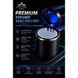 ASTRA LED Porselen / Seramik Yanmaz Koku Geçirmez Işıklı Lüx Oto Küllük Dumansız Kapaklı Araç İçi Bardaklık