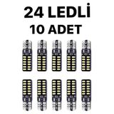 ASTRA LED T10 Led 24 Ledli Metal Ultra Beyaz Park Plaka Tavan Ampulü 10 Adet Uyumlu