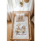 Astral Baby %100 Pamuk Saten Isme Özel Isimli Park Yatak Nevresim Takımı (70X120 CM) Safari Otobüsü