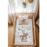 Astral Baby %100 Pamuk Saten Isme Özel Isimli Park Yatak Nevresim Takımı (70X120 CM) Tavşan
