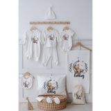 Astral Baby İsme Özel Ayıcık Desenli 11’li Hastane Çıkışı %100 Pamuk Organik Baskı