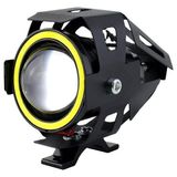 Astraled U7 Motosiklet Sis Farı, Mercekli, Büyük Kafesli, Sarı Angel Işıklı LED - Çok Renkli