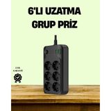 Astraltech 2500W Güçlü 6’lı Priz USB ve Type-C Çıkışlı Termal Korumalı - Çok Renkli