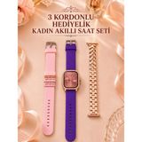 Astraltech 3 Kordonlu Rose Gold Kasalı Kadın Akıllı Saat Seti - 30W Beyaz - 35 - 48 mm - Belirtilmemiş