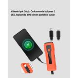 Astraltech 600 Lümen Bisiklet Ön Işık Powerbankli Çakar Cob LED - Çok Renkli