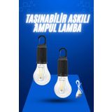 ASTRALTECH Askılı Kırılmaz Led Işık Kamp Bahçe Lambası Taşınabilir Led Ampul Şarjlı