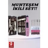 ASTRALTECH Elektrikli Manikür Pedikür Seti İkili Set 12 Parça Tırnak Bakımı Törpü Protez Çıkarma